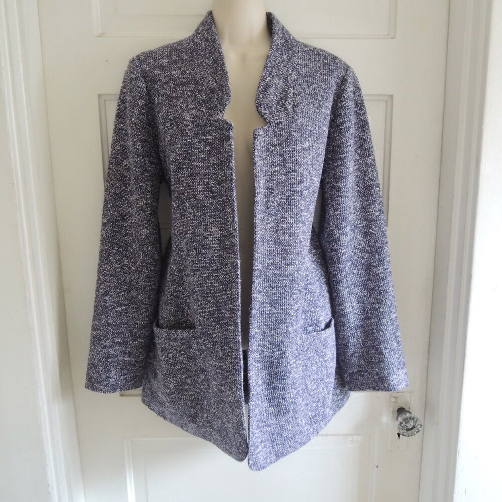 Soft Surroundings Blue & White St. James Open Jacket Blazer S *Runs L